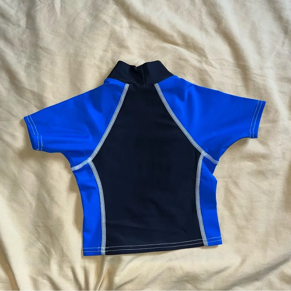 Flap Happy Kids UV 50 Y2K Blue Turtle Print Rash Guard Swim Top Size 12M